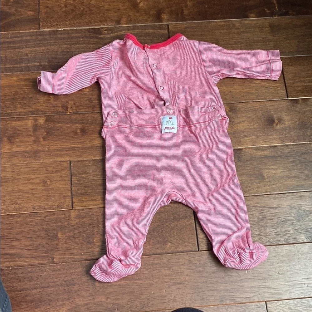 Jacadi Red and White Footies One Piece